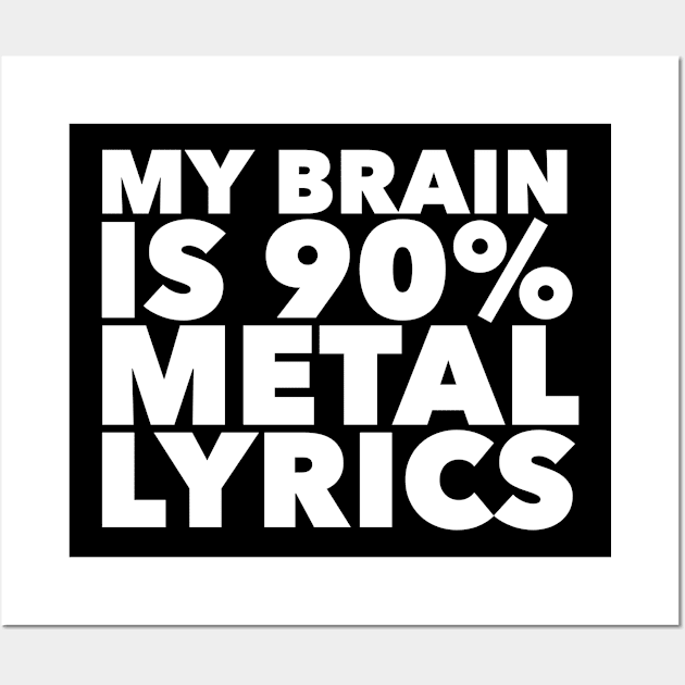 My Brain Is 90% Metal Lyrics Wall Art by MessageOnApparel